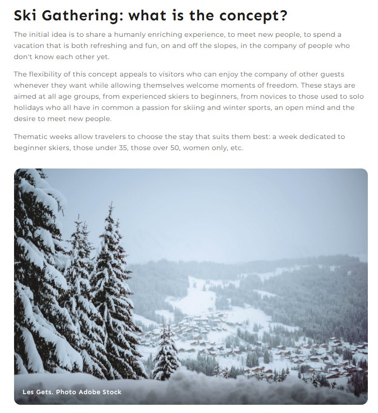 Mon Sejour en Montagne online article snippet about the The Ski Gathering