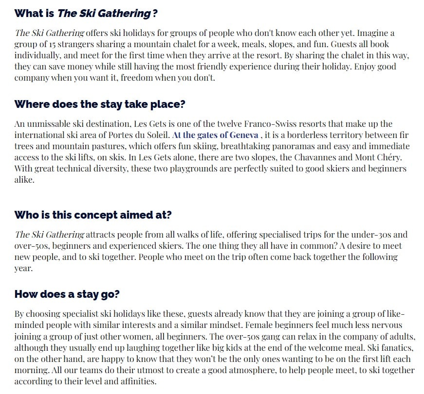 En Vol online article snippet about the The Ski Gathering