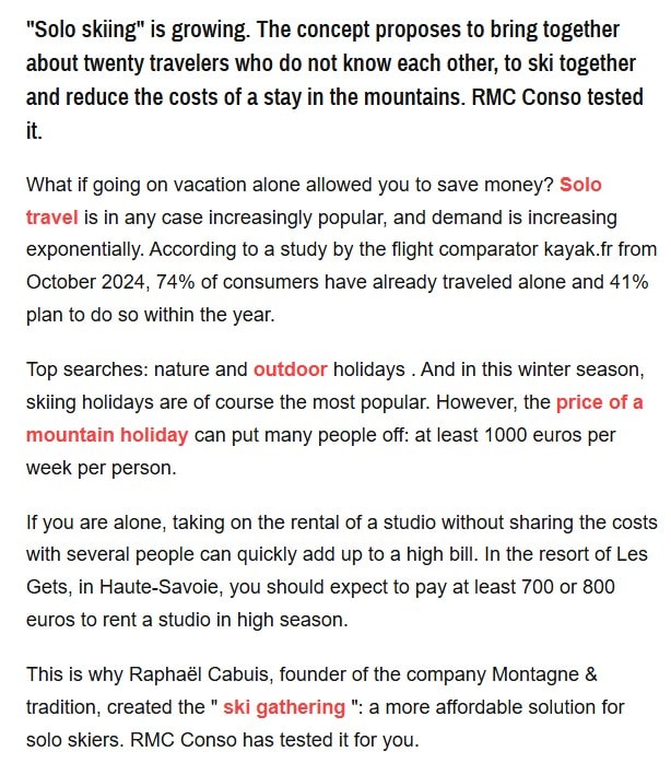 RMC France online article snippet about the The Ski Gathering