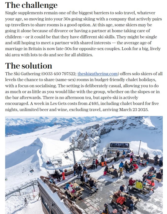 The Telegraph online article snippet about the The Ski Gathering