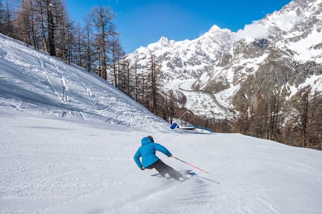 Skiing in Courmayeur, Italy