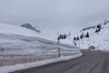 Impressive snow depth roadside near Passo Pordoi