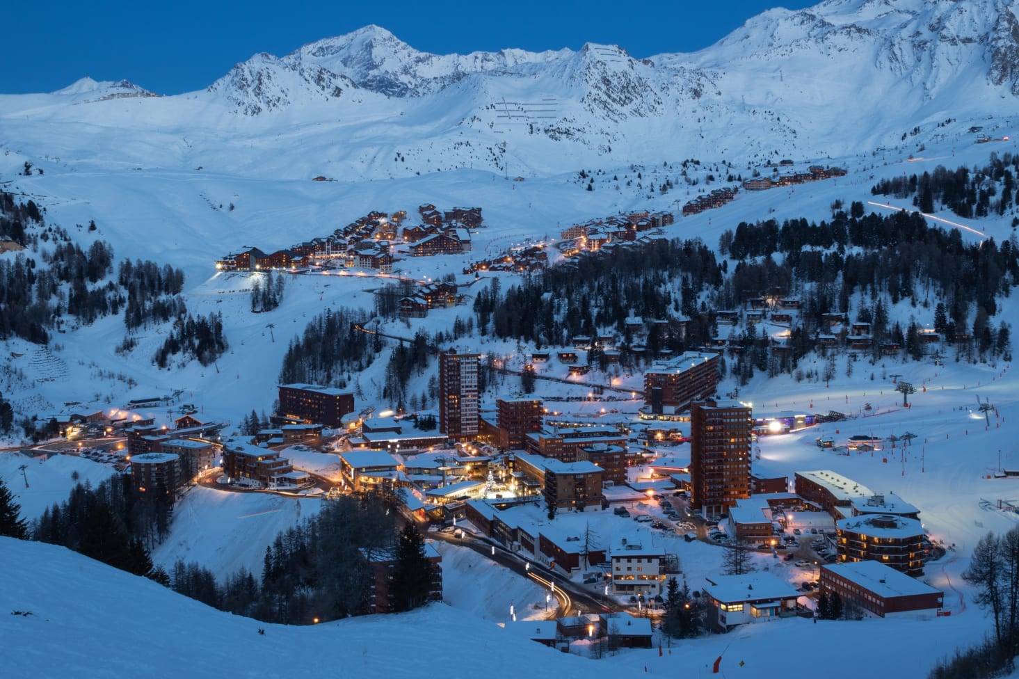 La Plagne Ski Resort at night