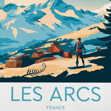 Retro poster of Les Arcs ski resort