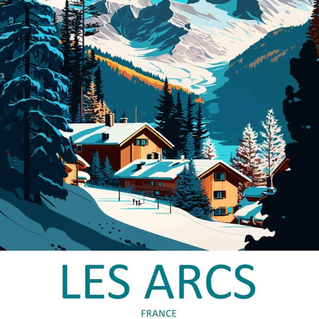 Retro poster of Les Arcs ski resort